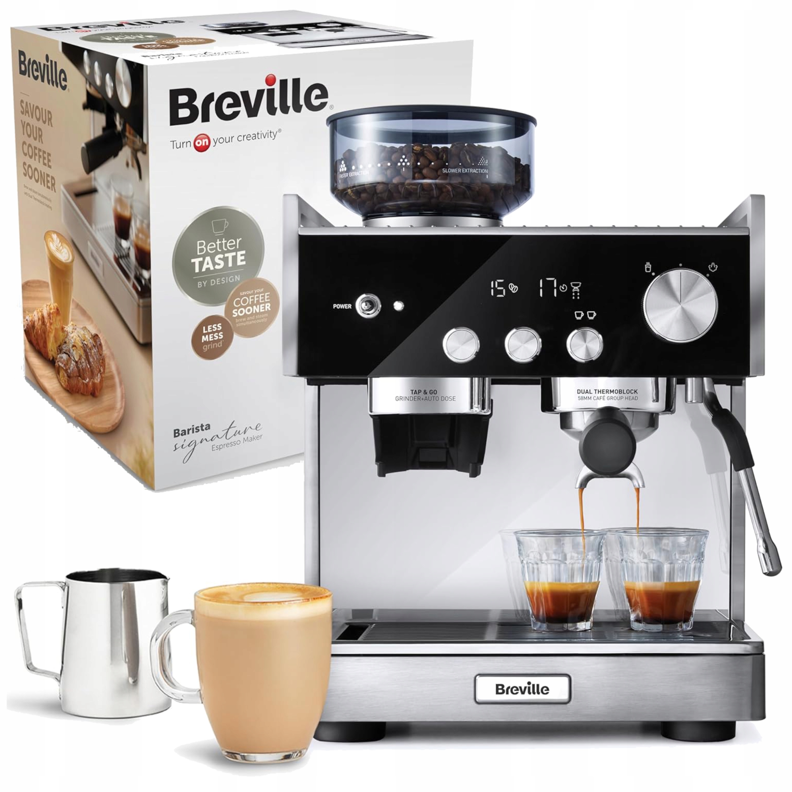 Ekspres kolbowy z młynkiem do kawy 2 Thermoblock Breville Barista Signature