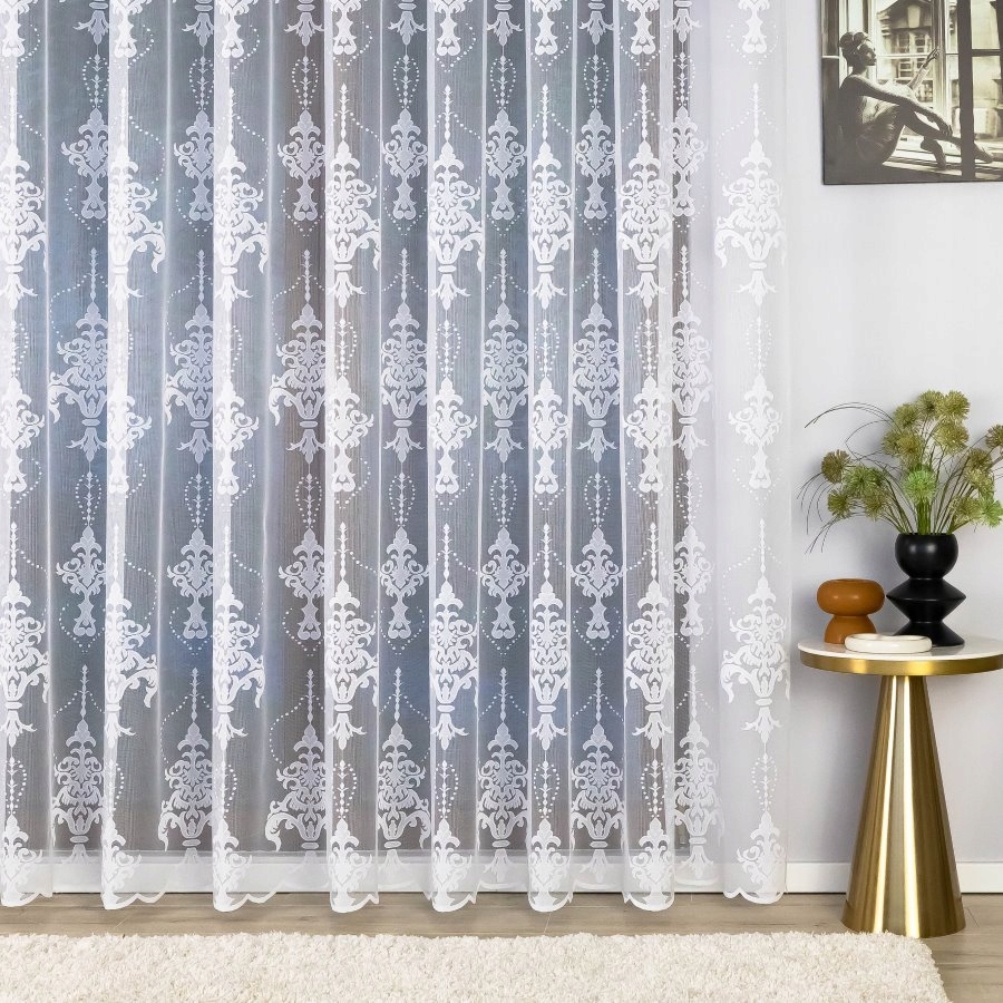 Hotová Záclona S Bílou Páskou Polské Kvality 300X255