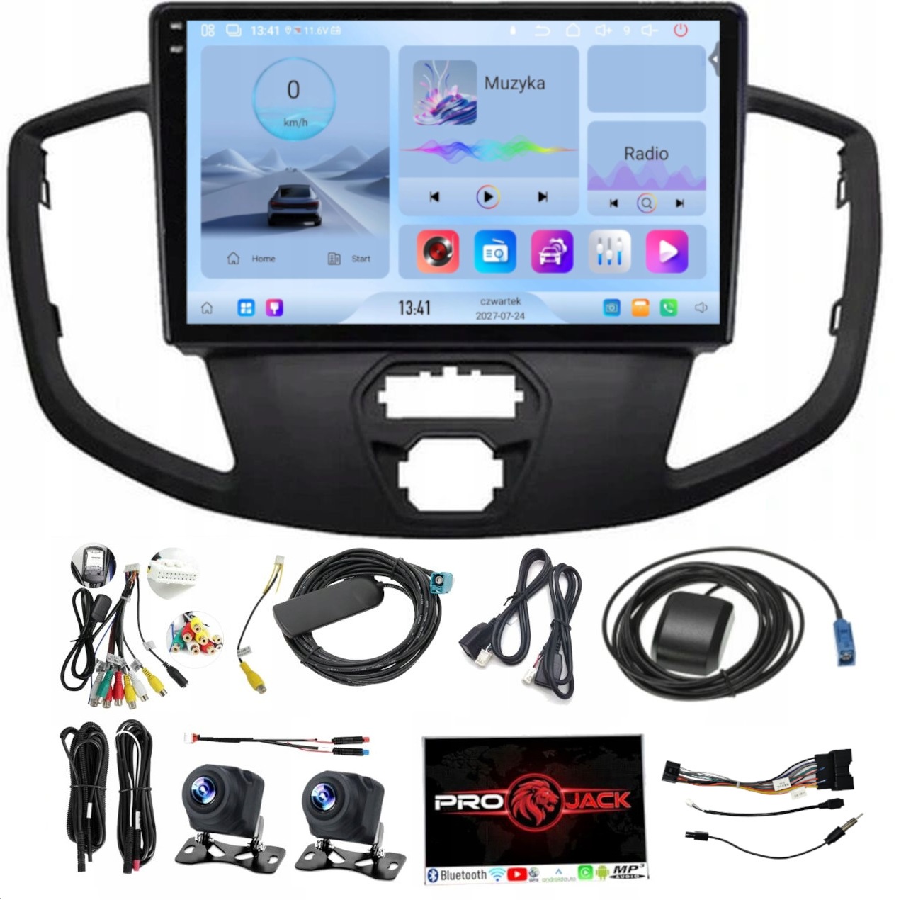 Rádio Navigace Carplay Gps Android Bt Ford Transit 2016 4GB 64GB Sim