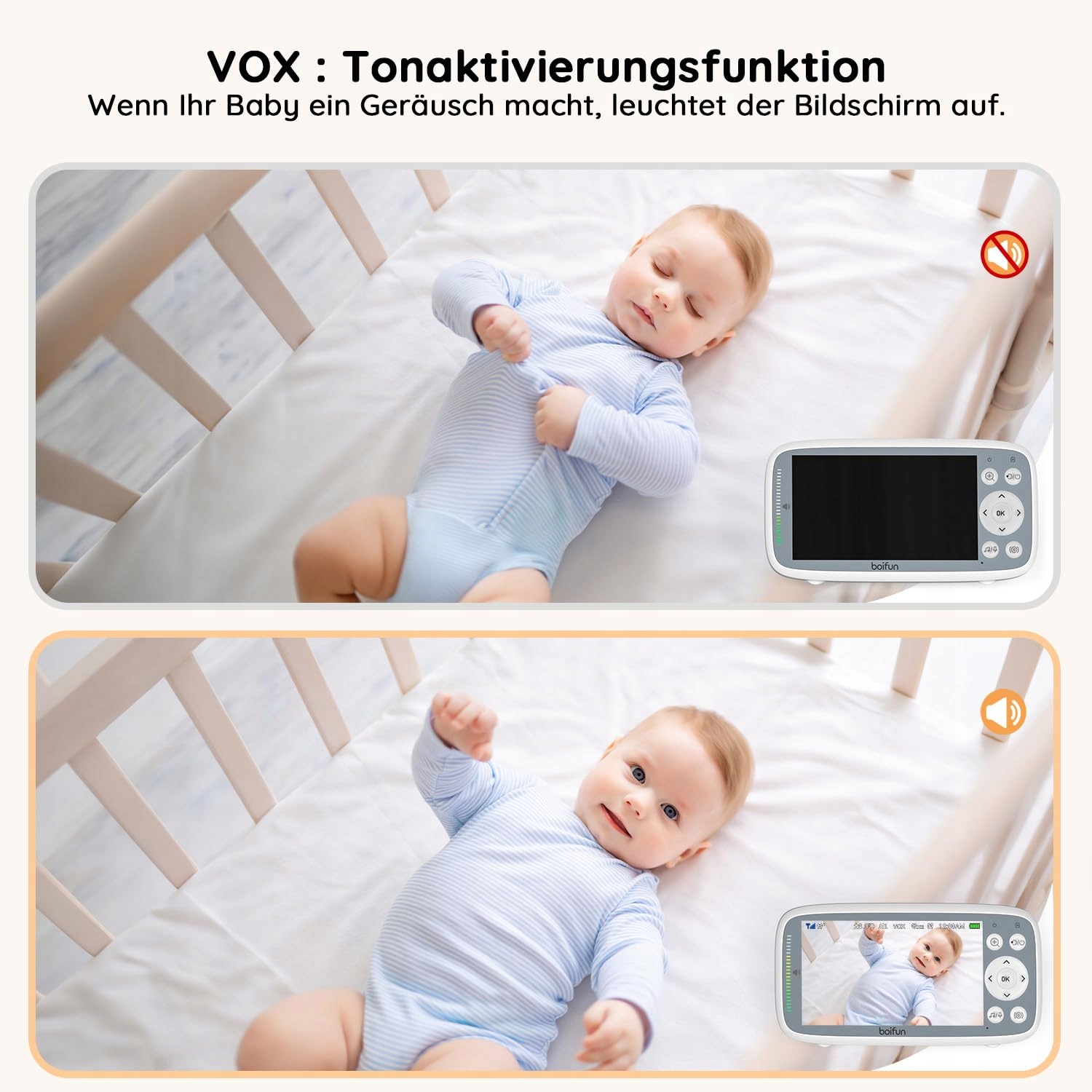 BOIFUN Babyfon Kamera VOX Nocna Wizja Monitor 4" IPS Audio 2024 — miniatura 5
