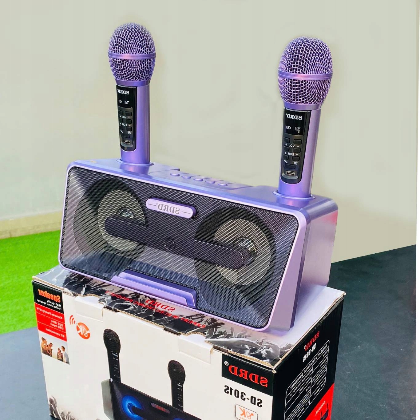 Sdrd SD-301 Karaoke reproduktor a mikrofon Fialový