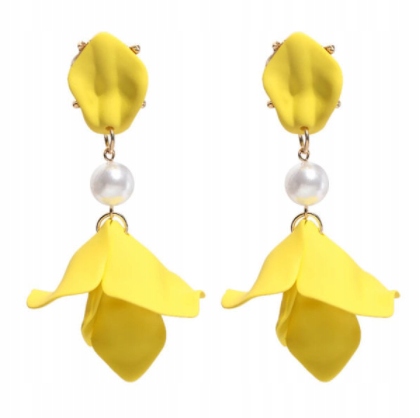 Modne Kolczyki duże akrylowe wkrętki Piękne żółte