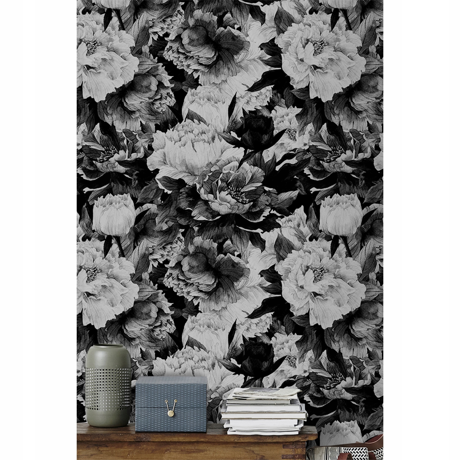 

Fototapeta flizelinowa Czarno białe kwiaty 254x184