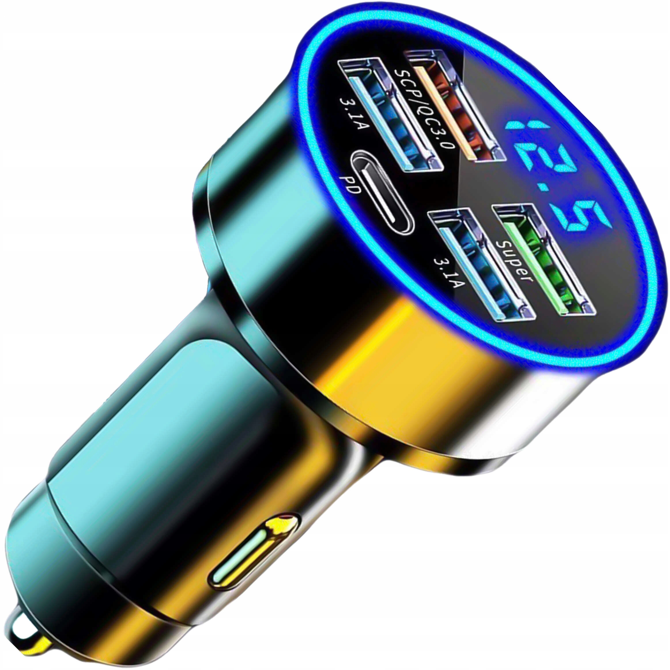ŁADOWARKA SAMOCHODOWA 4X USB QC 3.0 + USB C PD 20W SZYBKA MOCNA DO TELEFONU Przewód w zestawie nie