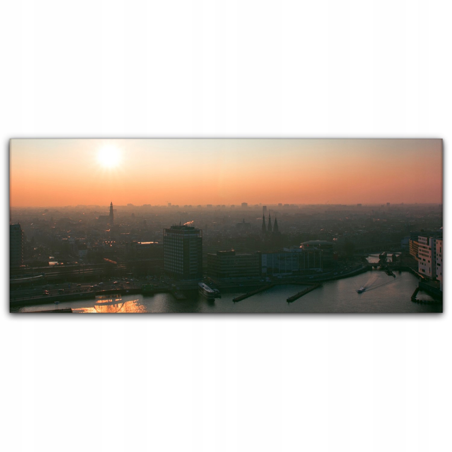 

Obraz na płótnie z foto 125x50 Dachy Zachód Słońca