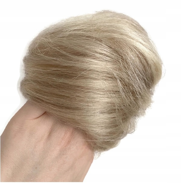 Doczepiany Kok na gumce Włosy 100% Naturalne 16/613 Popielaty z blond Gęsty