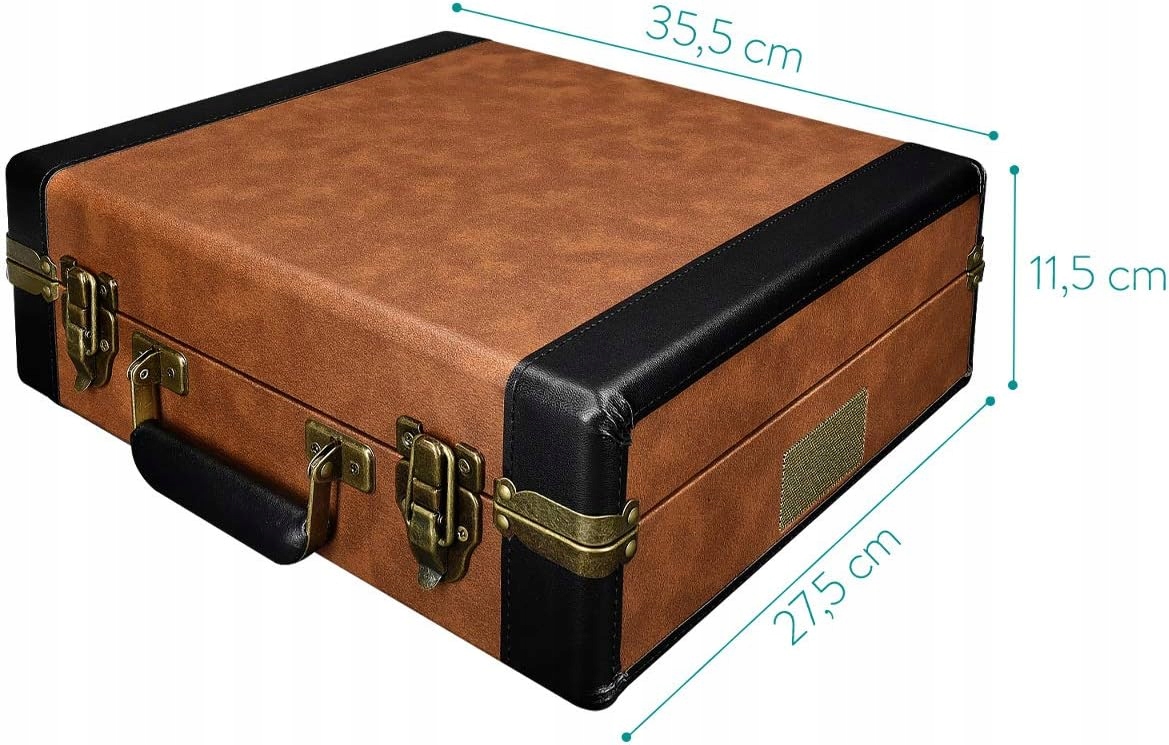 GRAMOFON Z GŁOŚNIKIEM W STYLU RETRO VINTAGE WALIZKA Z PORTEM USB BRĄZOWY Marka Navaris