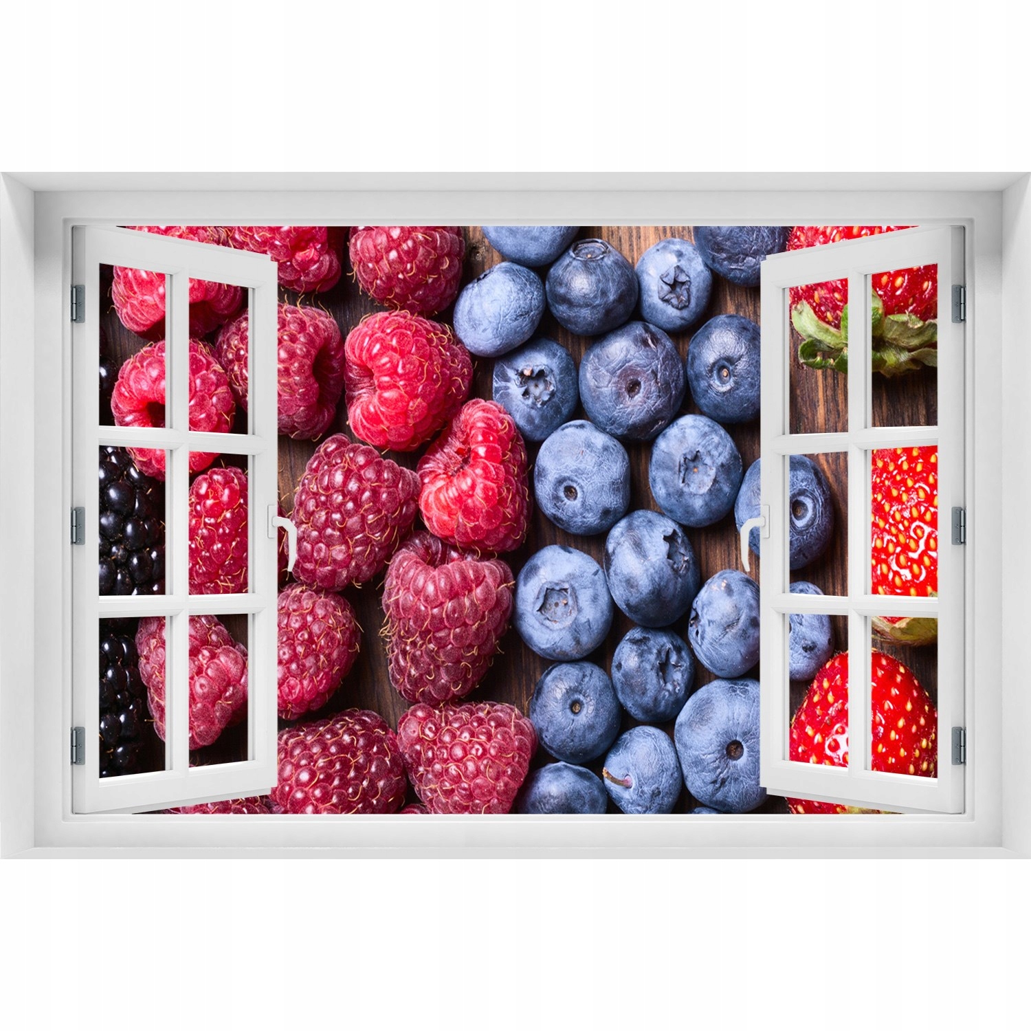 

3D Okno Naklejka na ścianę Owoce leśne 120x80