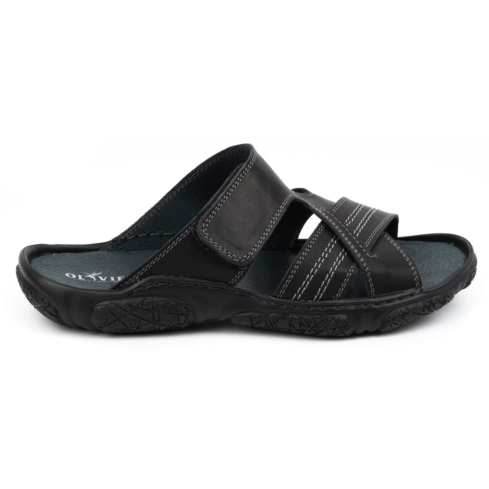 Pánské pantofle na suchý zip na léto Polské 680MA černé 44