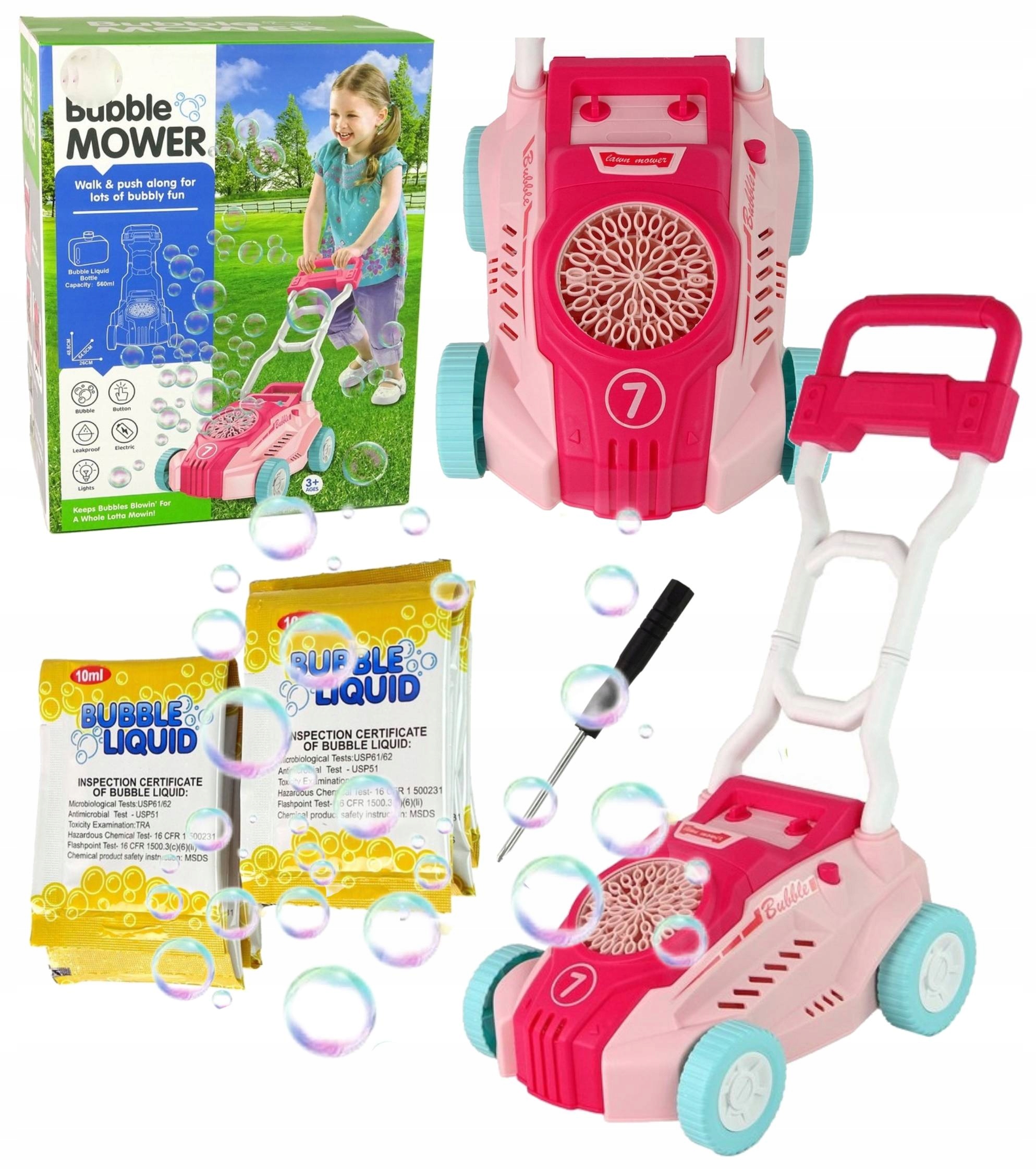 Kosiarka Na Bańki Mydlane Maszyna Generator Baniek Jeździ + PŁYN 100ml