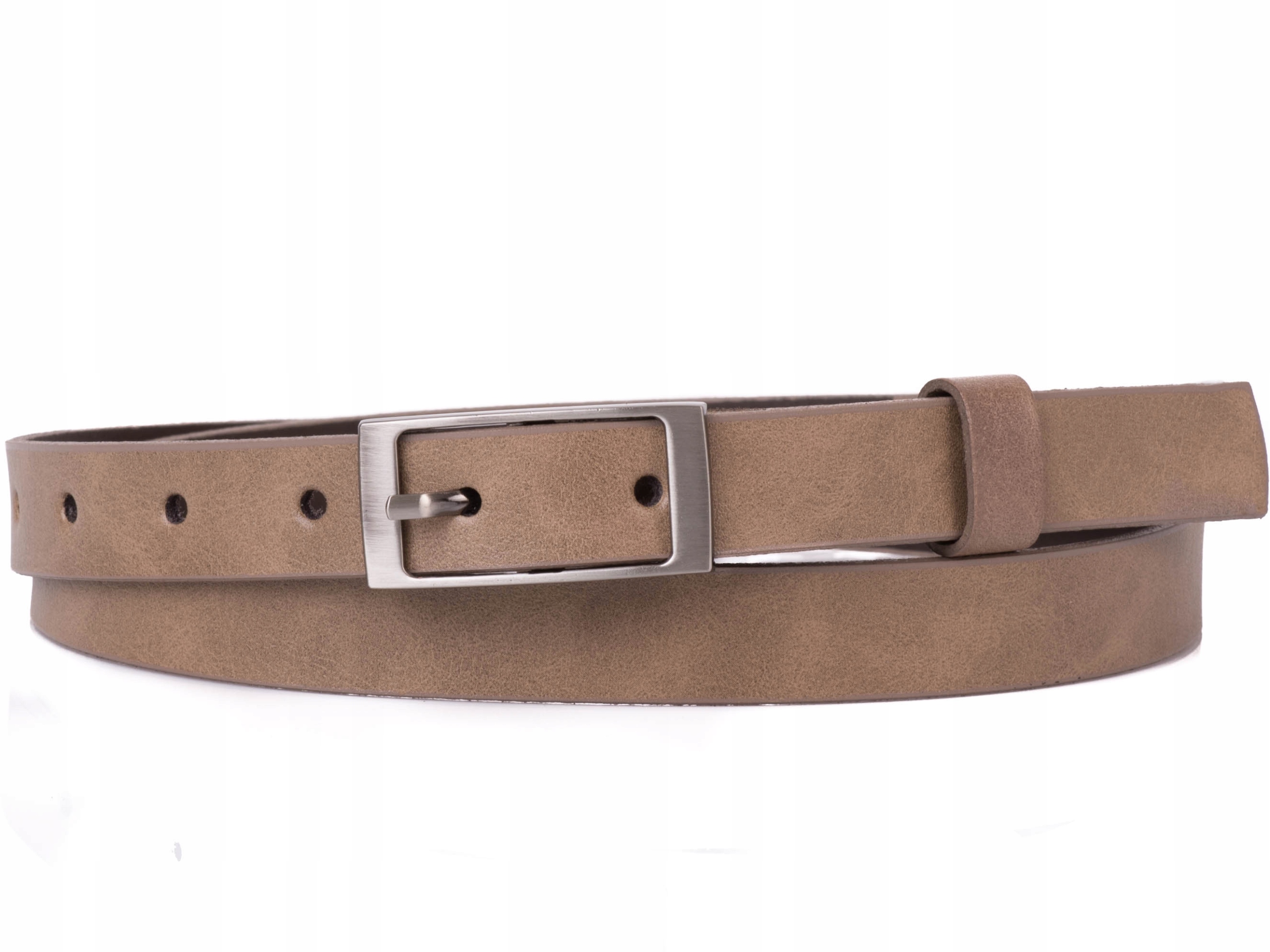 

Damski Skórzany pasek 2cm Beżowy |75obw