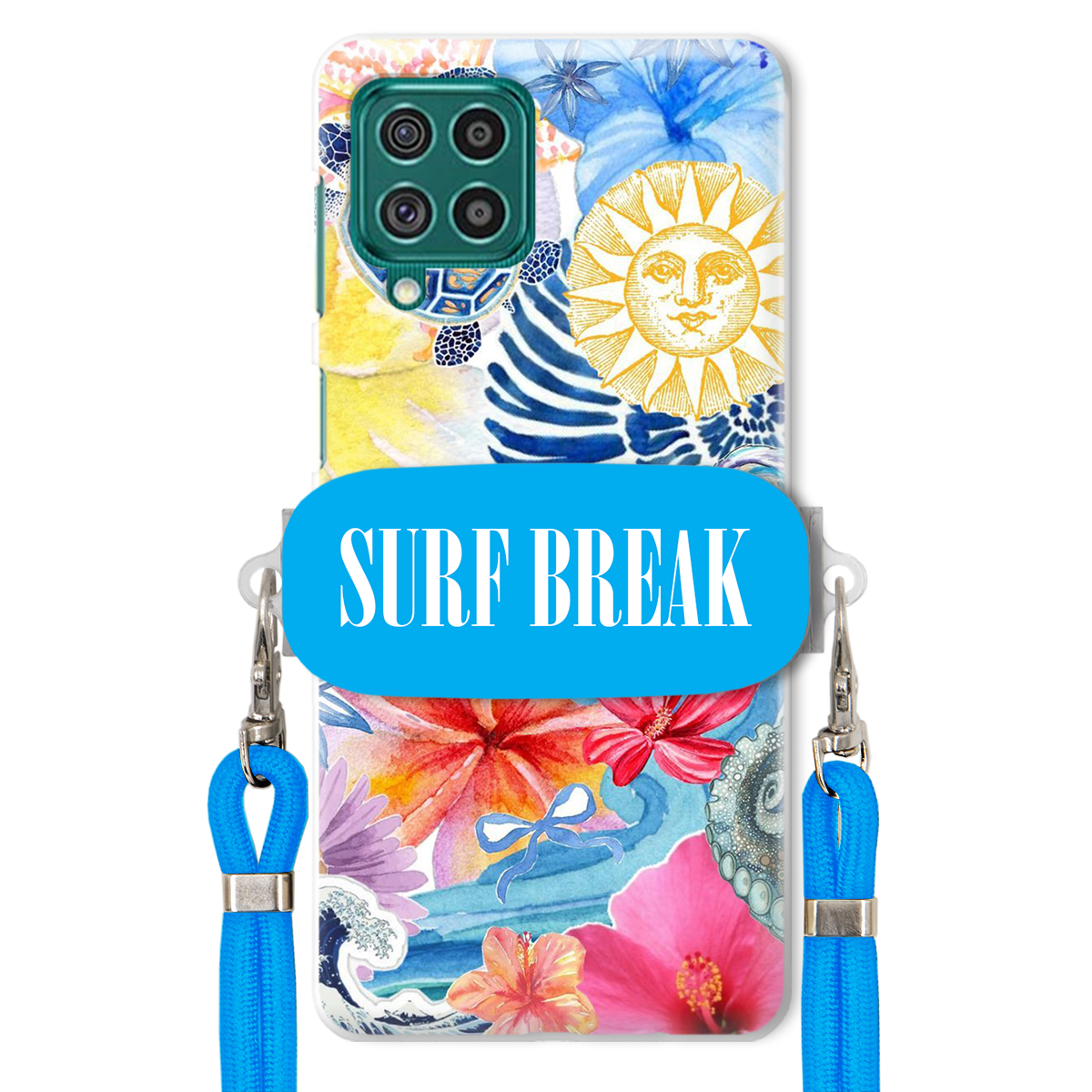 Puzdro pre Samsung M62 Modré Crossbody vodítko držiak Surf Break Lata