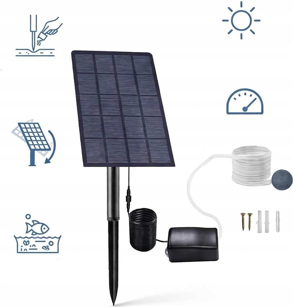 Solární Čerpadlo Provzdušňovač Okysličovač 6V 2W Do Jezírka IP65