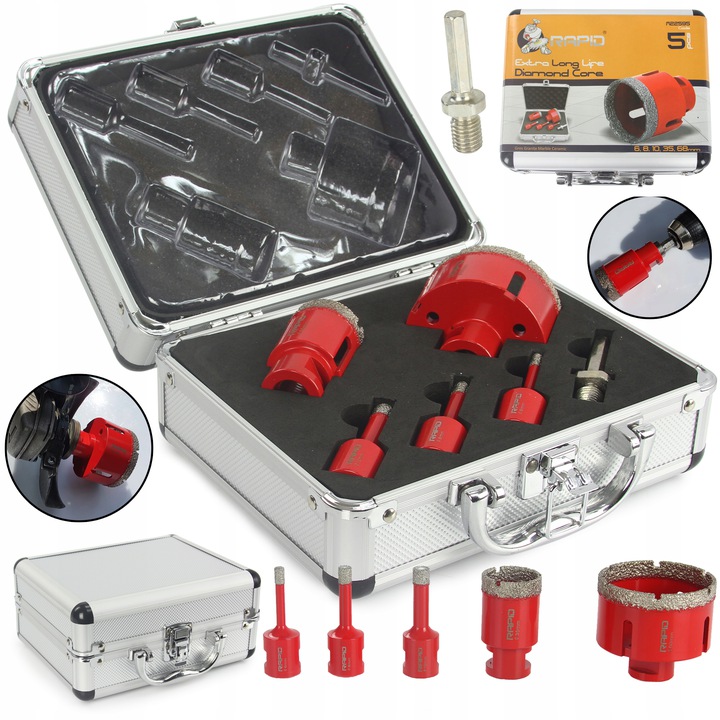 OTWORNICE 6 8 10 35 68MM HEX DIAMENTOWE ZESTAW M14