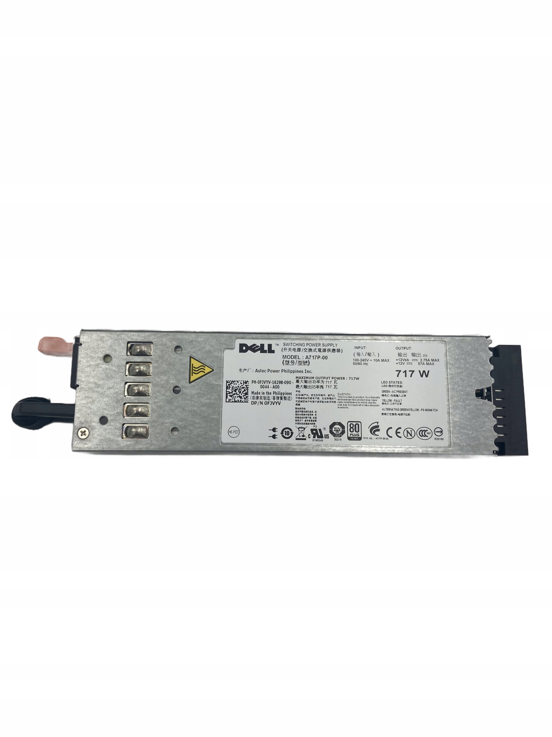 Napájecí Zdroj Dell 717W 100-240V R610 NX3600 NX3610 Ac 50/60MHz Fjvyv