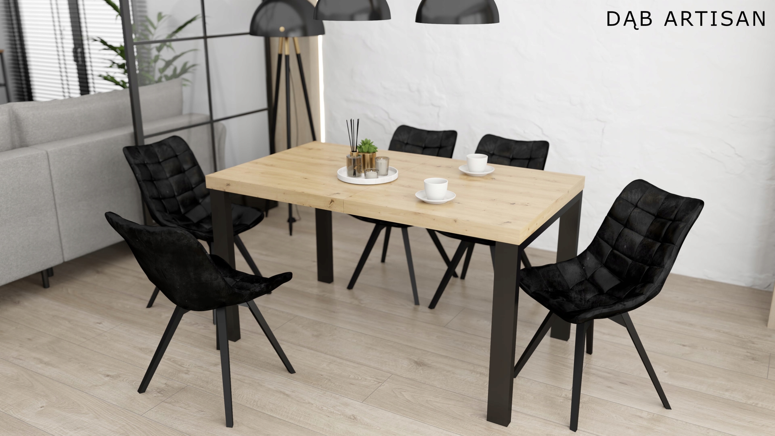 Stół Prostokątny LOFT METALOWE NOGI 140x80x240 cm rozkładany na 10-12 osób! Kolekcja Nowoczesne Loft