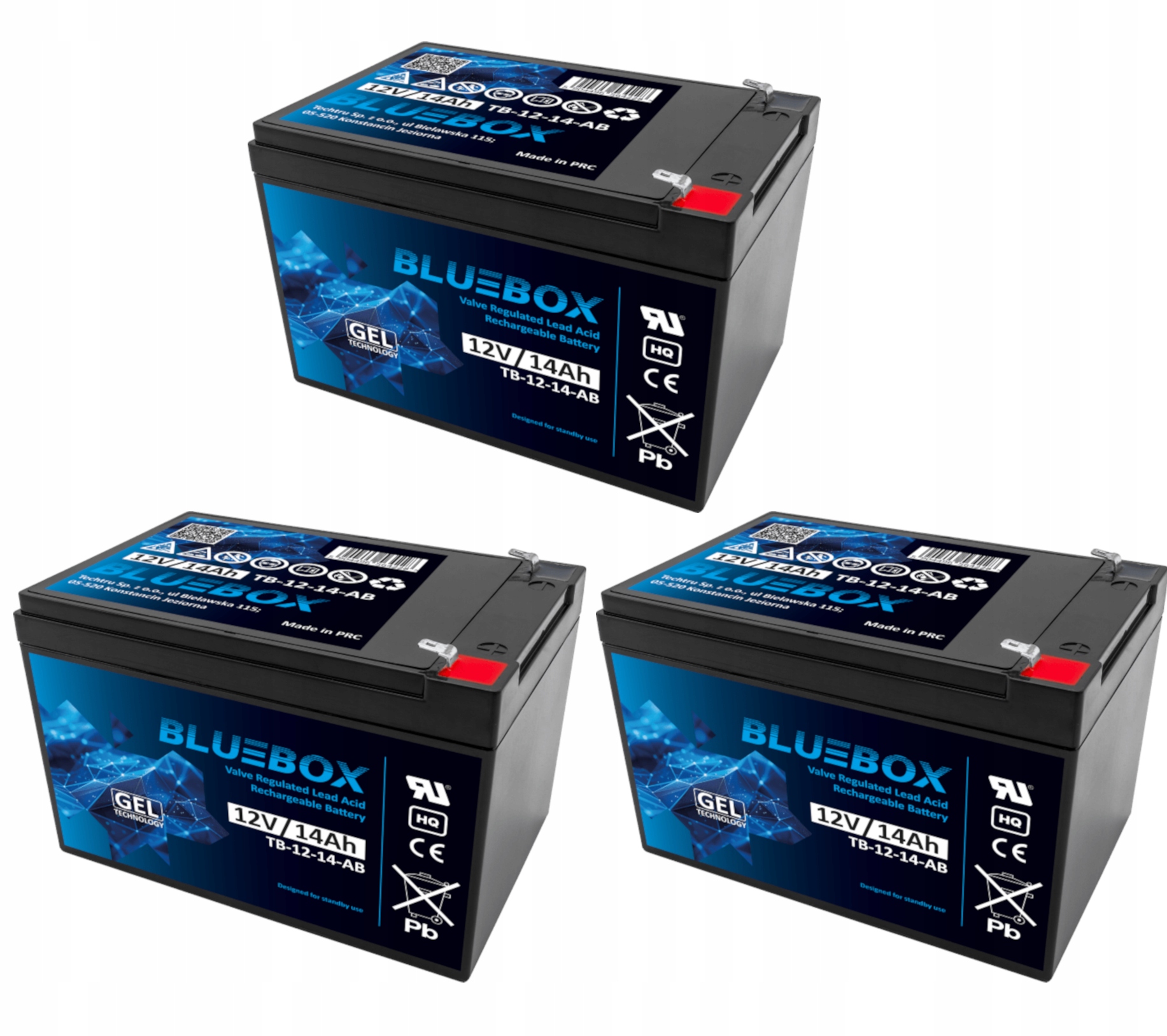 3x Akumulátor Agm 12V 14Ah Bluebox (rozměr 10Ah 12Ah 15Ah) autíčka Ups kolo