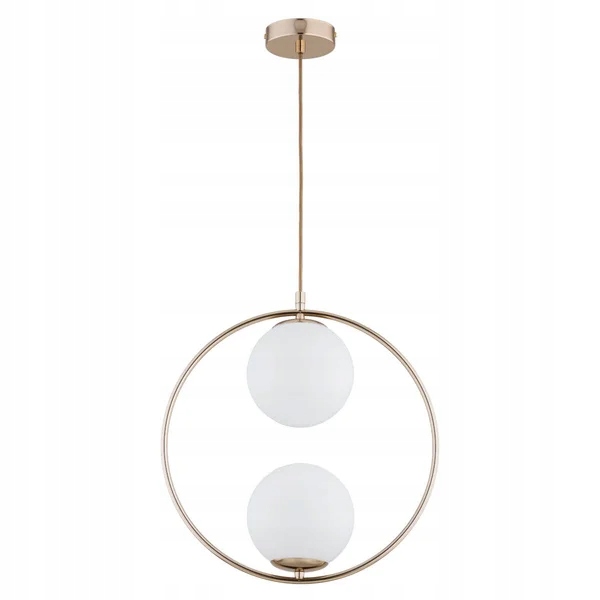 Závesná lampa Alfa Avia Zlatá 2xE14 10W Kovová obruč Dve gule