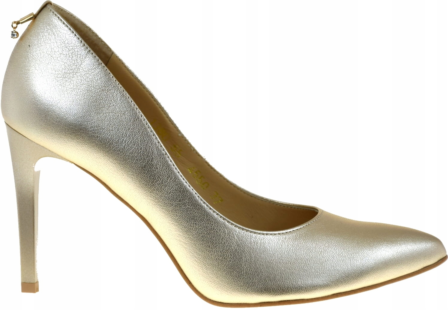 Elegantní zlaté dámské lodičky na podpatku z kůže Anis 4550 komfort R37