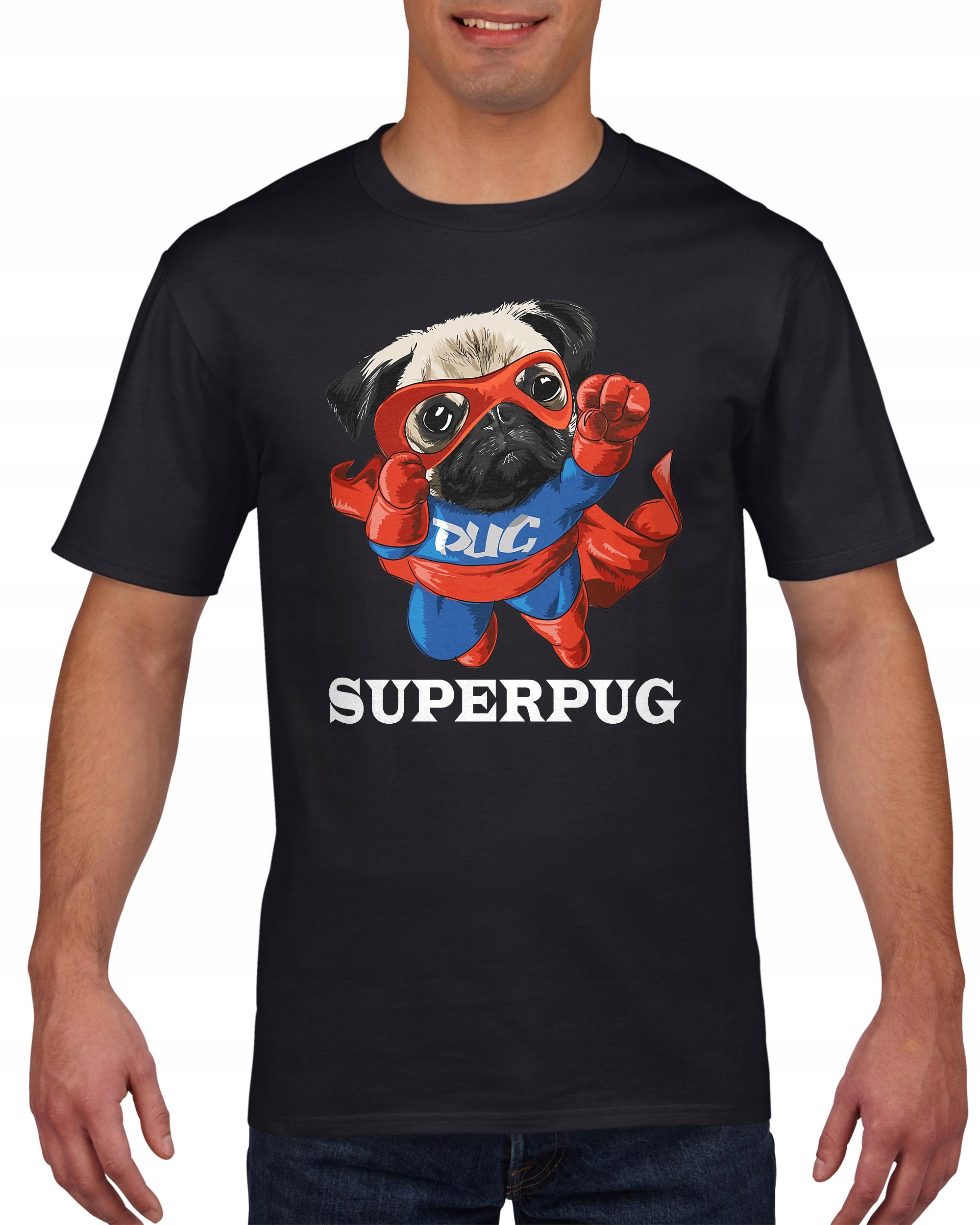 

Koszulka męska Super mops pies pug
