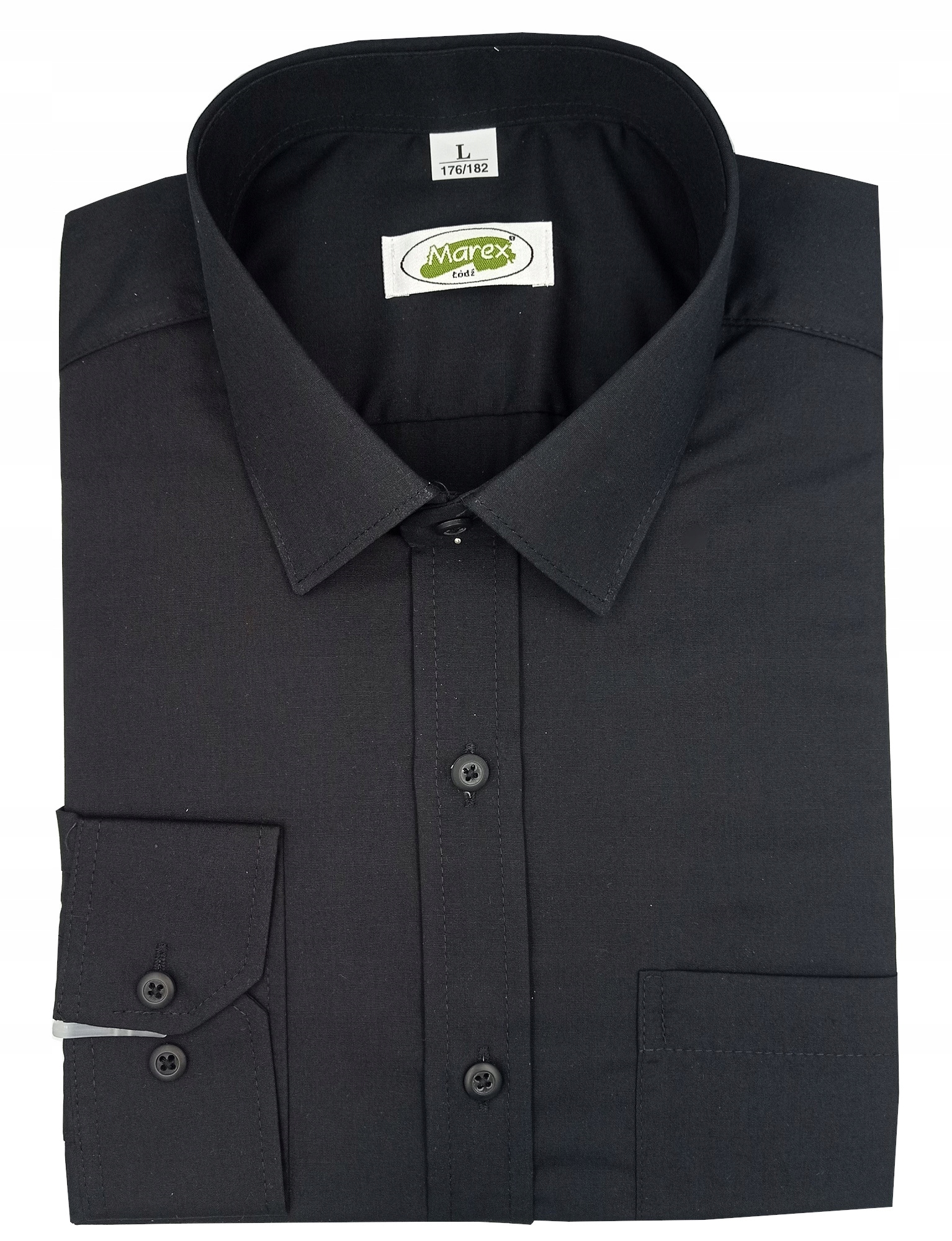 Koszula męska regular Marex gładka czarna długi rękaw 2XL 176/182 45-46