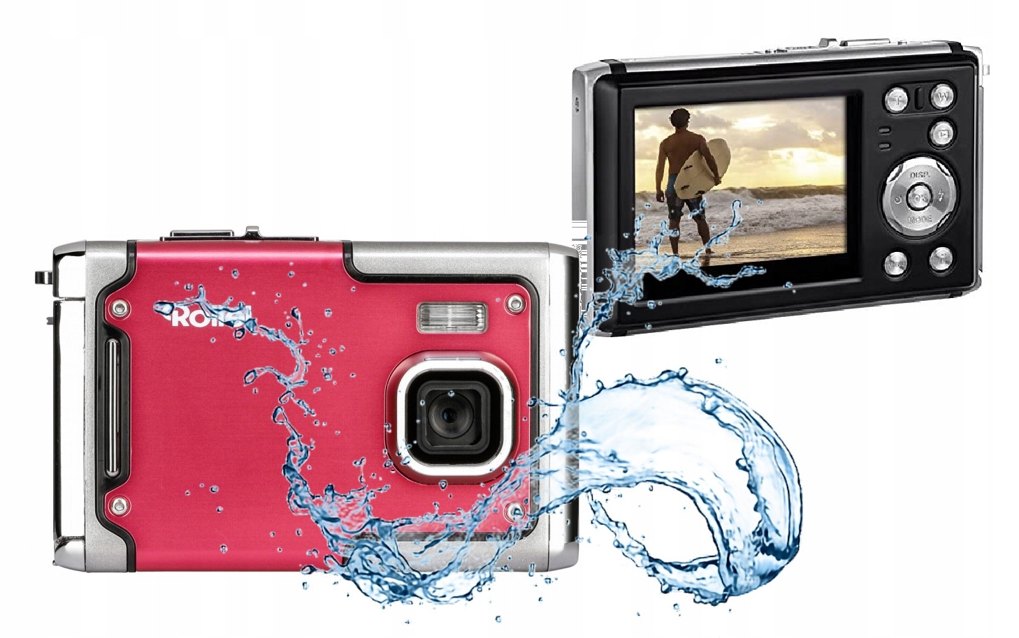 Aparat Cyfrowy Wodoodporny Sportowy Full Hd LCD Akumulator Retro Prosty Róż