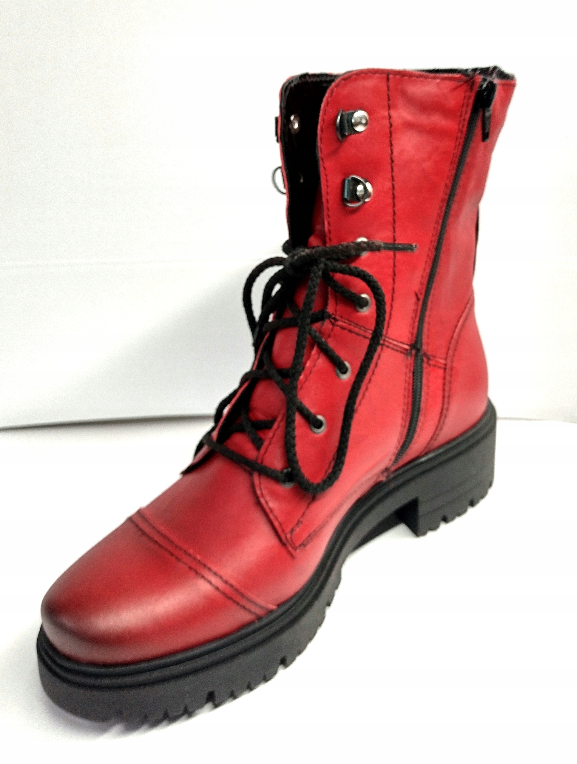 K-3285 SZNUROWANE TRZEWIKI OFICERKI GLANY SKÓRA Rozmiar 37