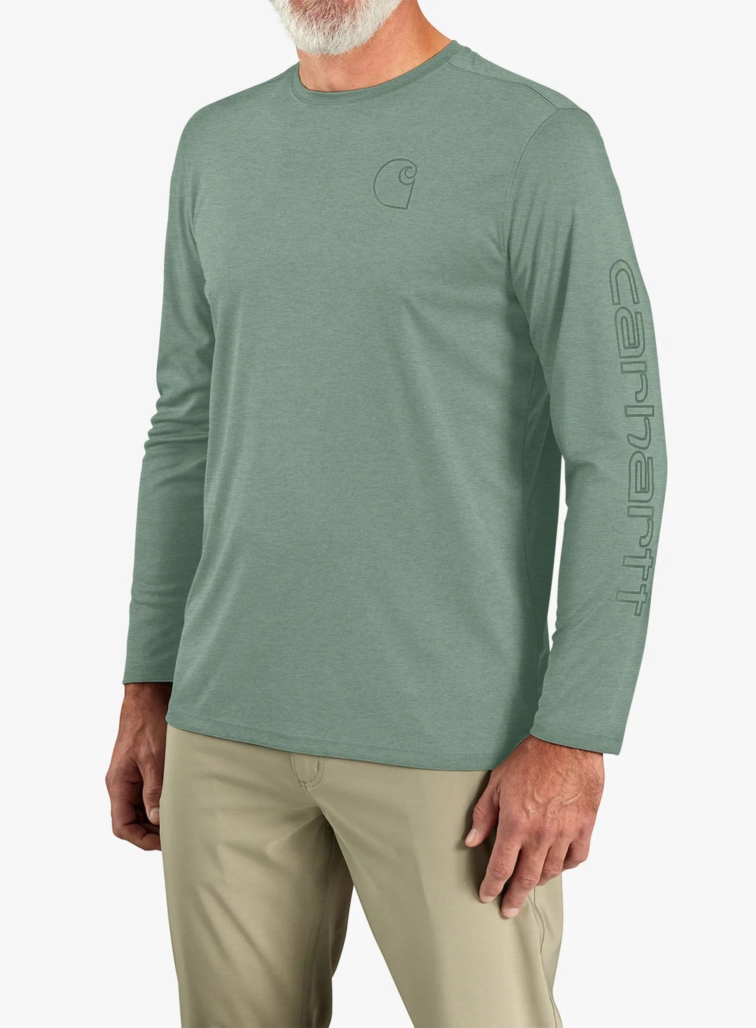 Mikina bez kapuce Carhartt Force Sun Defender Relaxed Ls Logo T zelená S