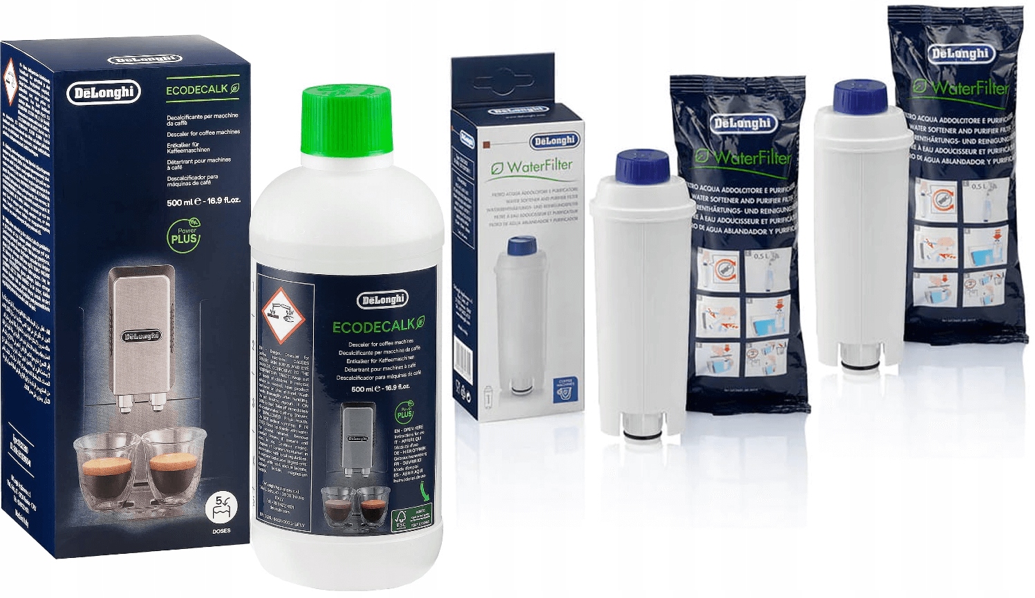 Zestaw 2x Filtr do ekspresu i Odkamieniacz DeLonghi