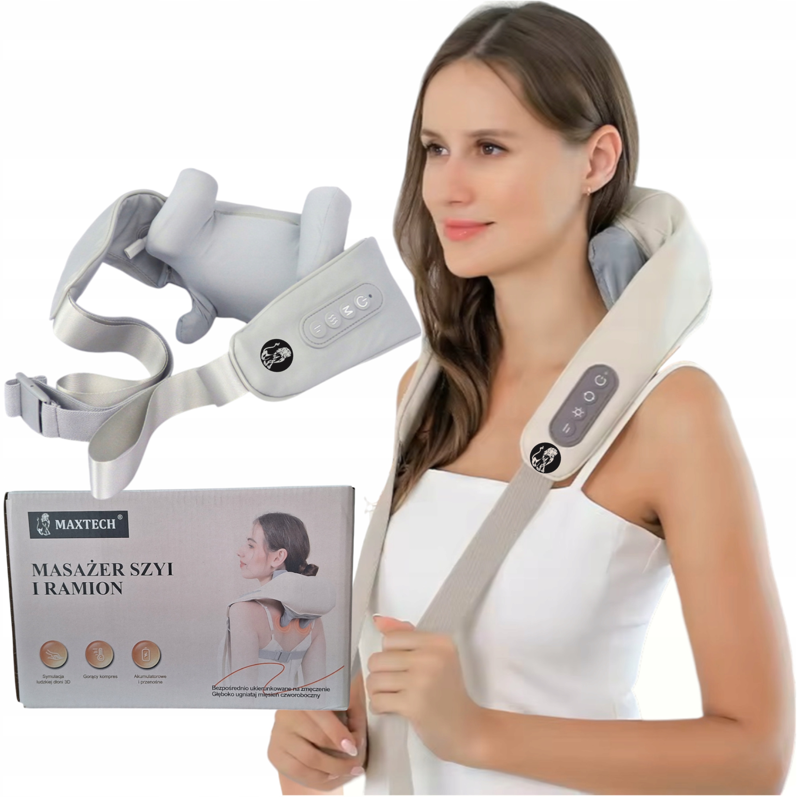 Masażer karku kołnierz do masażu szyi pleców ciała Bezprzewodowy z grzaniem