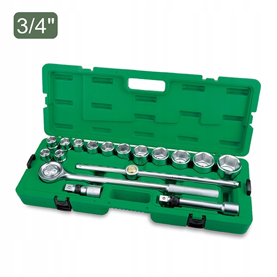 Sada Nástrčné Kľúče 17 Ks 3/4 Veľké Nástavce Tir Kované 6-HRAN Crv 19-55 MM