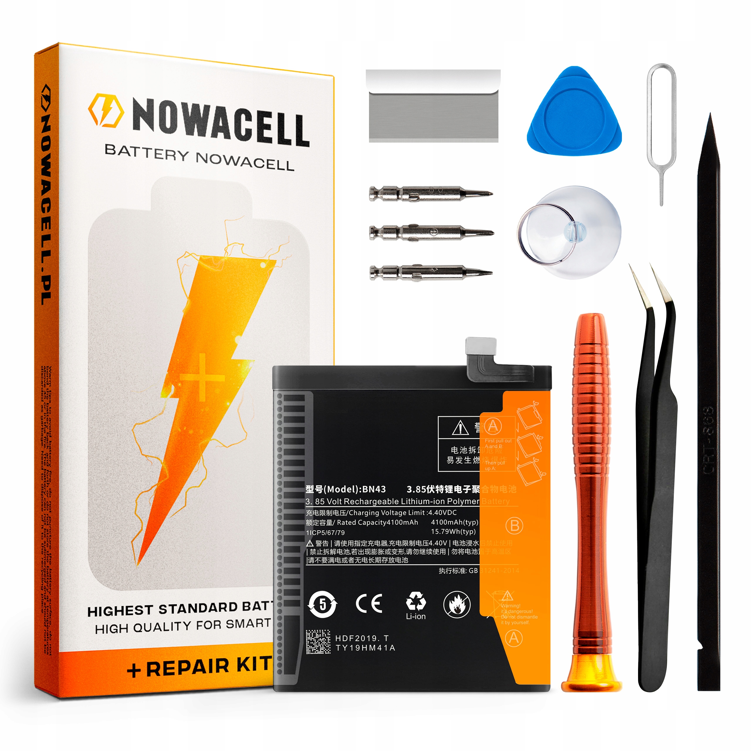 Bateria BN43 do Xiaomi Redmi Note 4, 4X, 4100 mAh, Zestaw Naprawczy