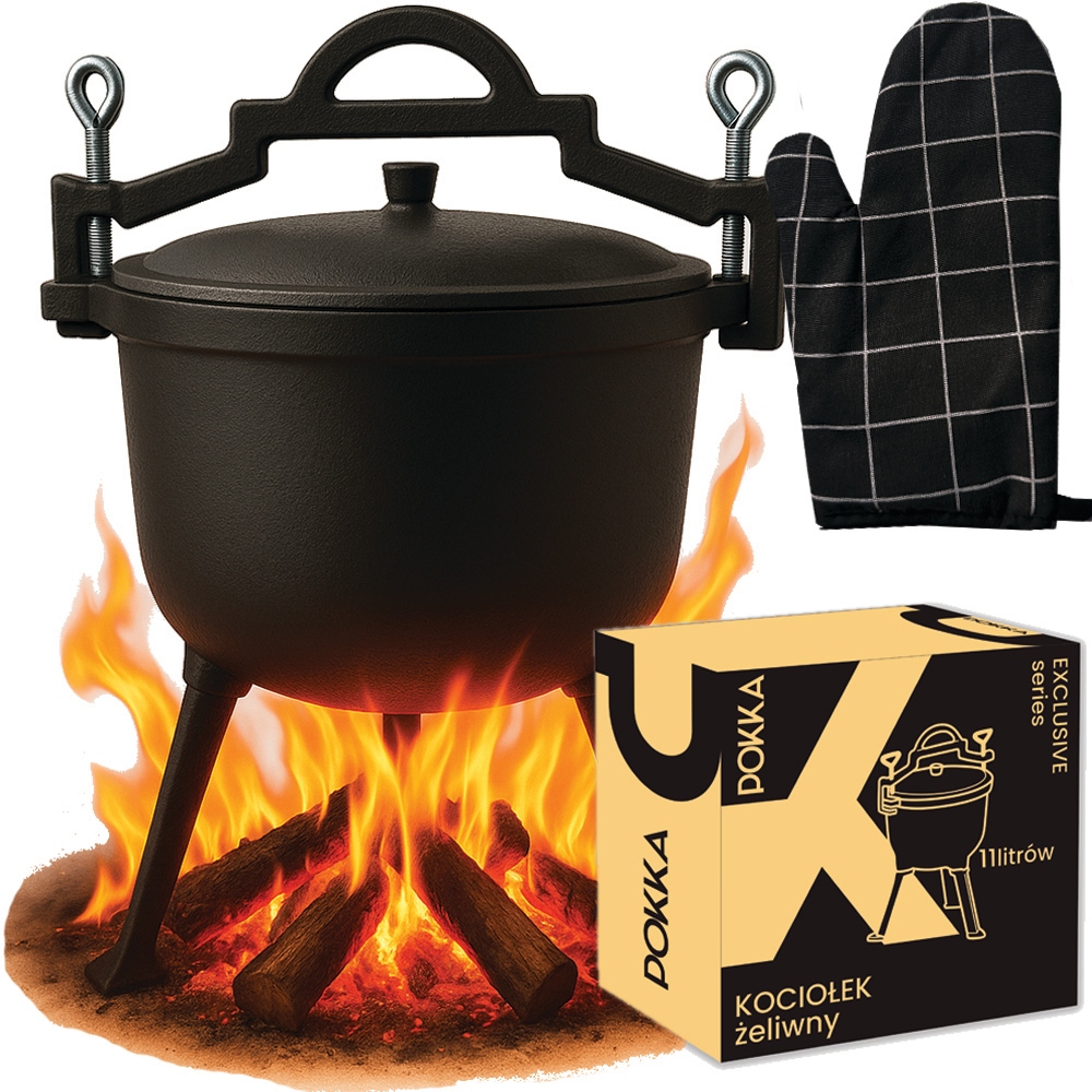 Litinový Kotlík 11 L Závěsný Lovecký Hrnec Na Pečení Oheň Iron 11 L