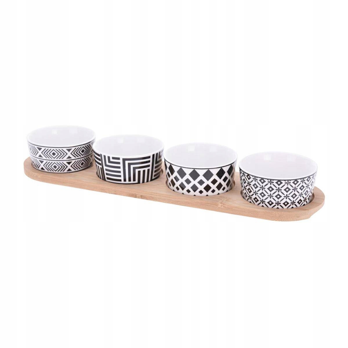 

Zestaw 4 miseczek ceramicznych bambusowa taca Boho