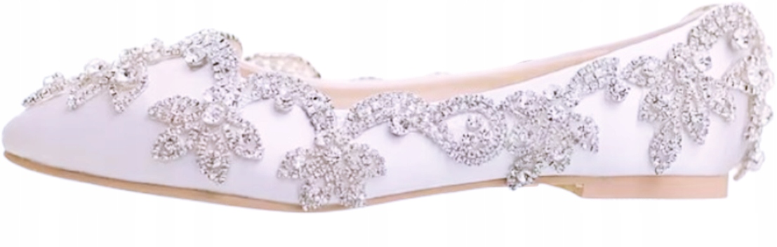 MD bílé ecru svatební boty svatba svatební hostina baleríny balerínky kameny 42