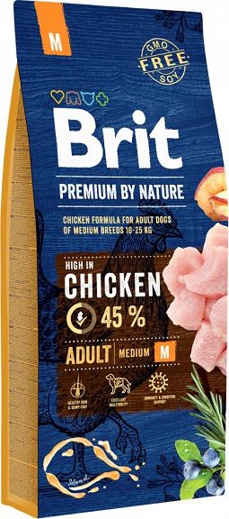BRIT PREMIUM BY NATURE ADULT MEDIUM KARMA DLA PSÓW RAS ŚREDNICH 15kg