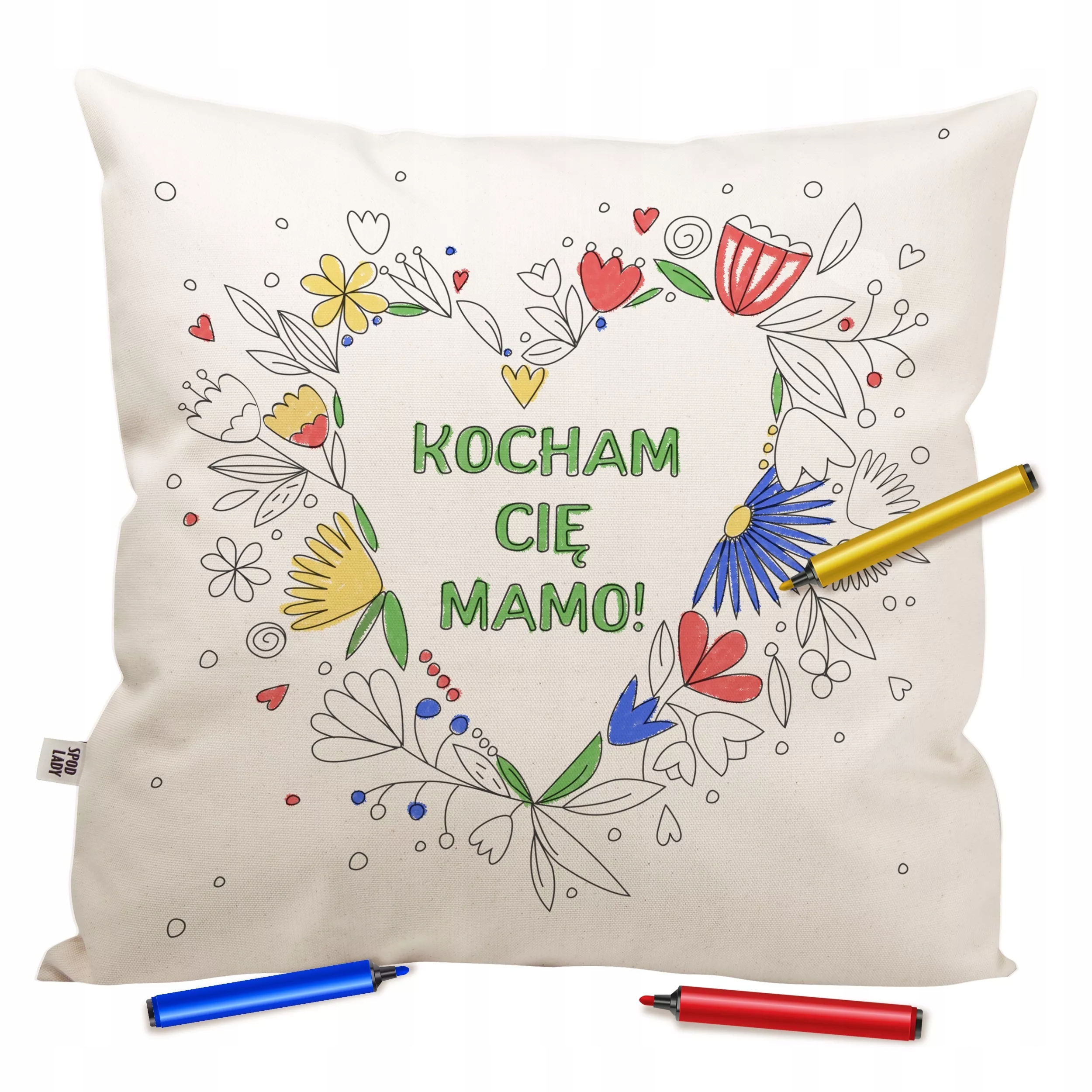 

Poduszka Kocham cię mamo Serce do kolorowania