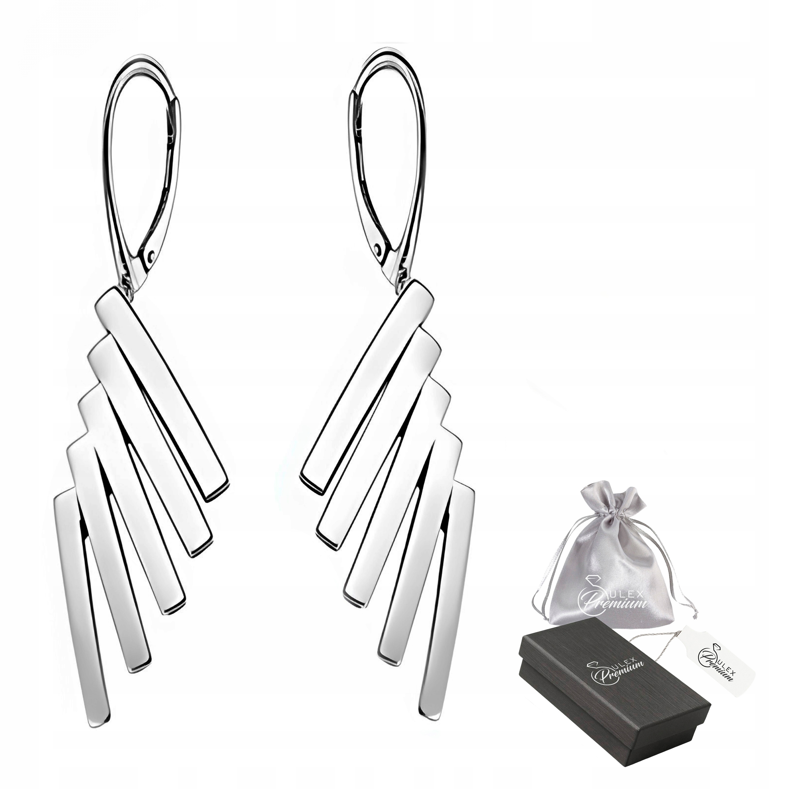 Náušnice Kaskáda stříbro ryzost 925 Elegantní geometrické leštěné pro ni