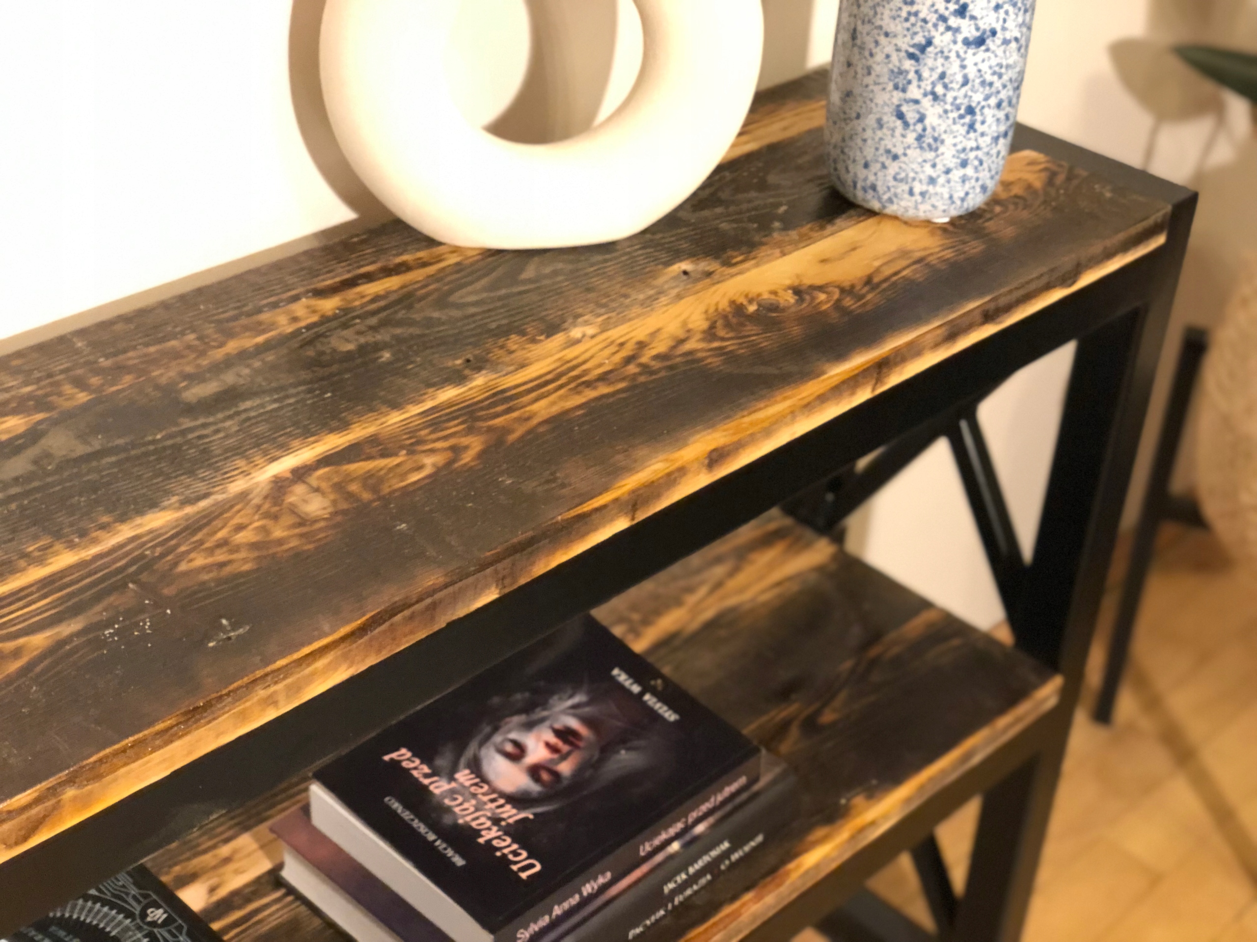 Konsola drewniana lite drewno stolik loft Kod producenta Kamień i drewno