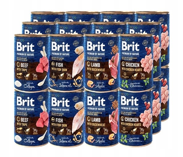 Brit Premium By Nature Vlhké krmivo mix chutí 24x400g