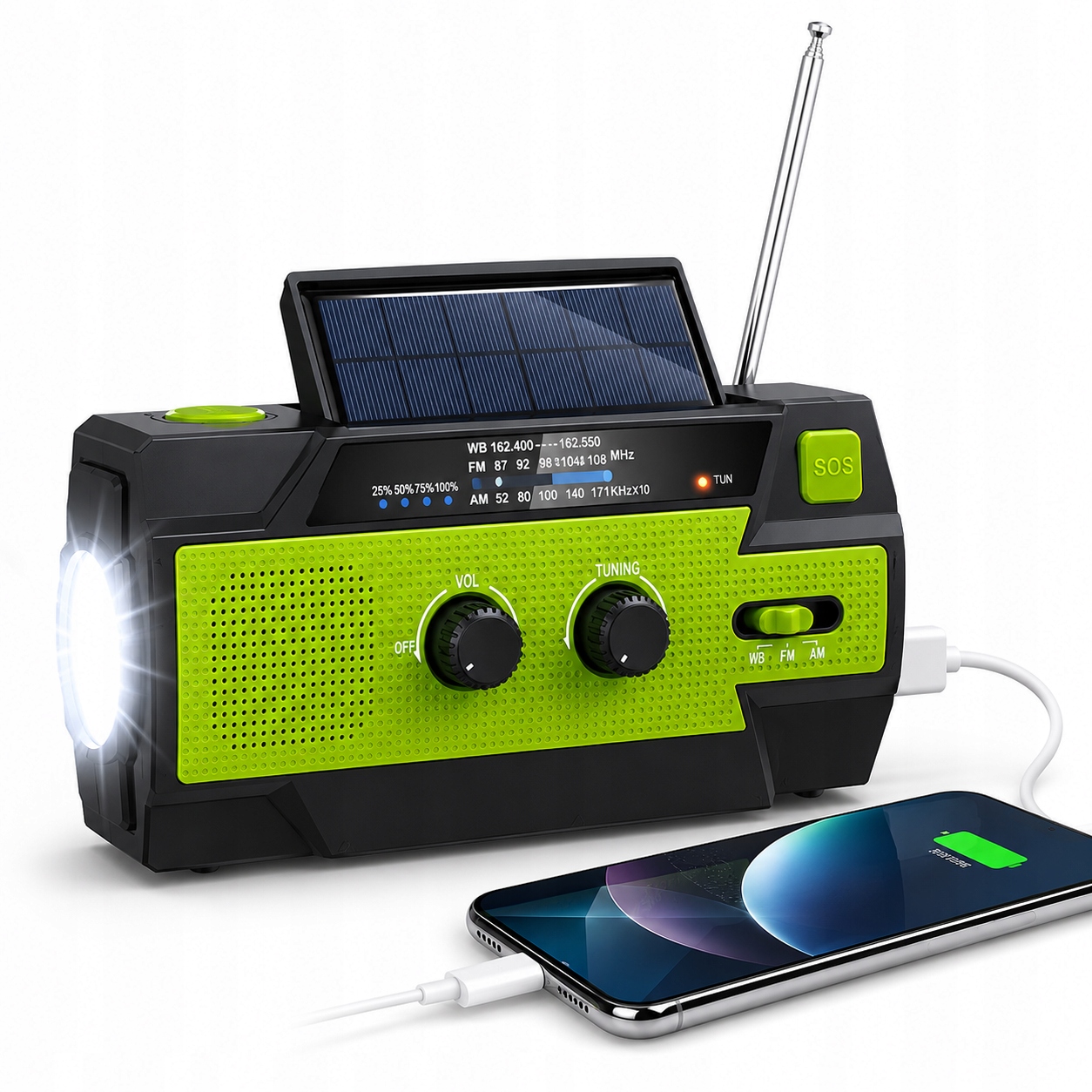 Radio Awaryjne Solarne Fm Am Korbka Dynamo Sos Powerbank Latarka 4000mAh