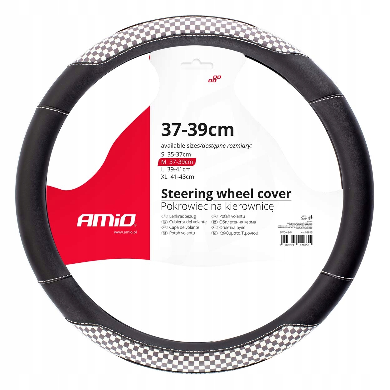 POKROWIEC NA KIEROWNICE NAKŁADKA CZARNA KRATKA