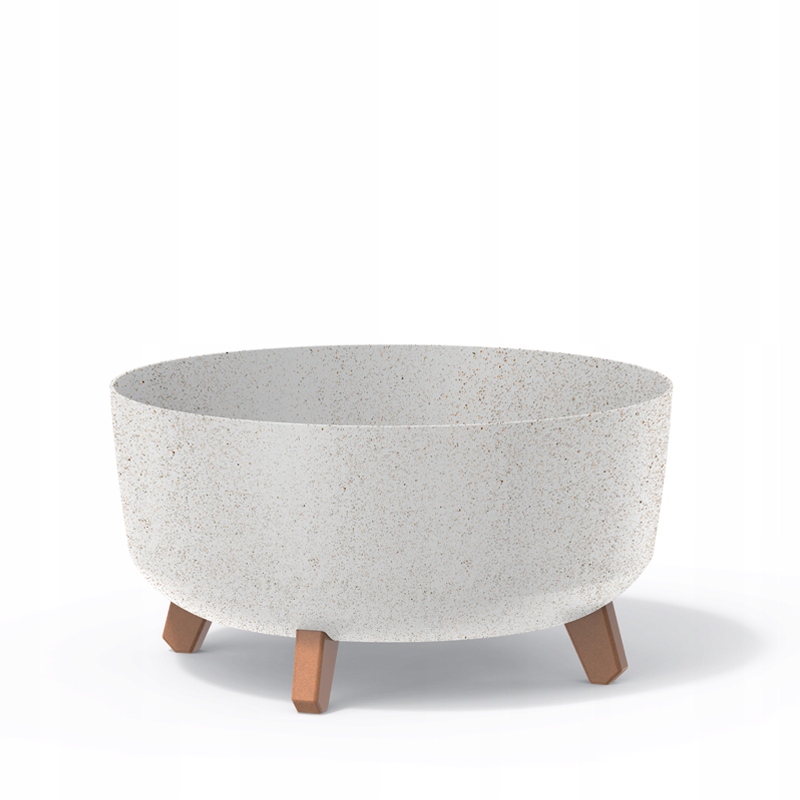 

Doniczka Na Nóżkach Niska Eco Wood Biały Marmur
