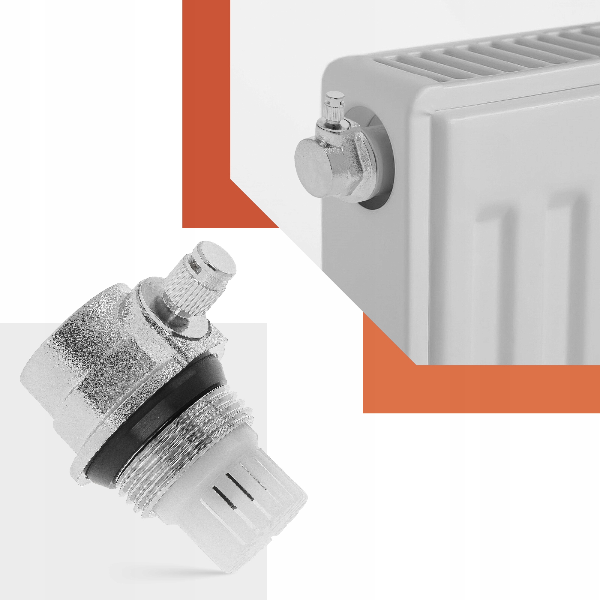 Odpowietrznik Grzejnika Automatyczny 1'' Zawór Odpowietrzający Prawy Chrom Kolor biały