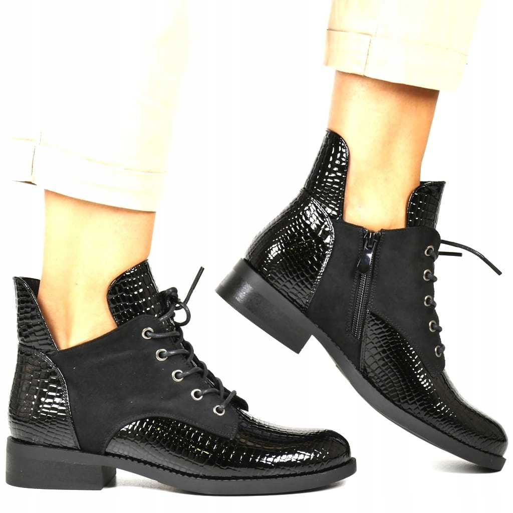 Černé Dámské Kotníkové Boty Zimní Podzimní Boty Lehké Zateplené Módní Boty