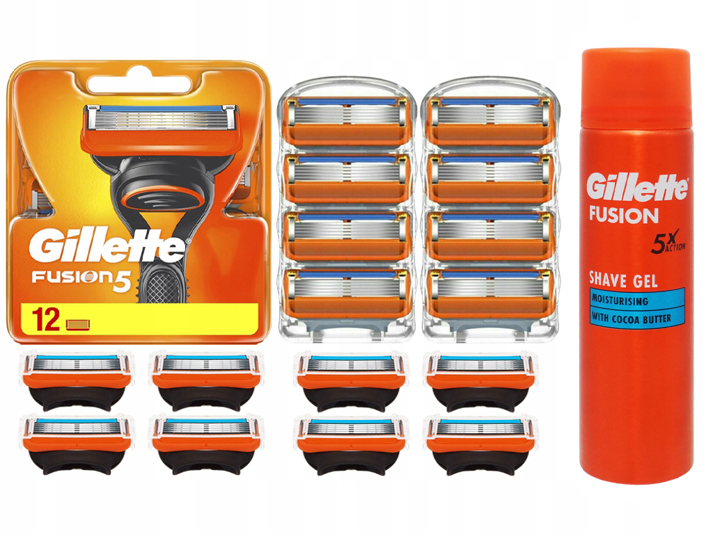 Originální Vložky Čepele Nůžky Do Strojku Gillette Fusion 5 x 12 Gel