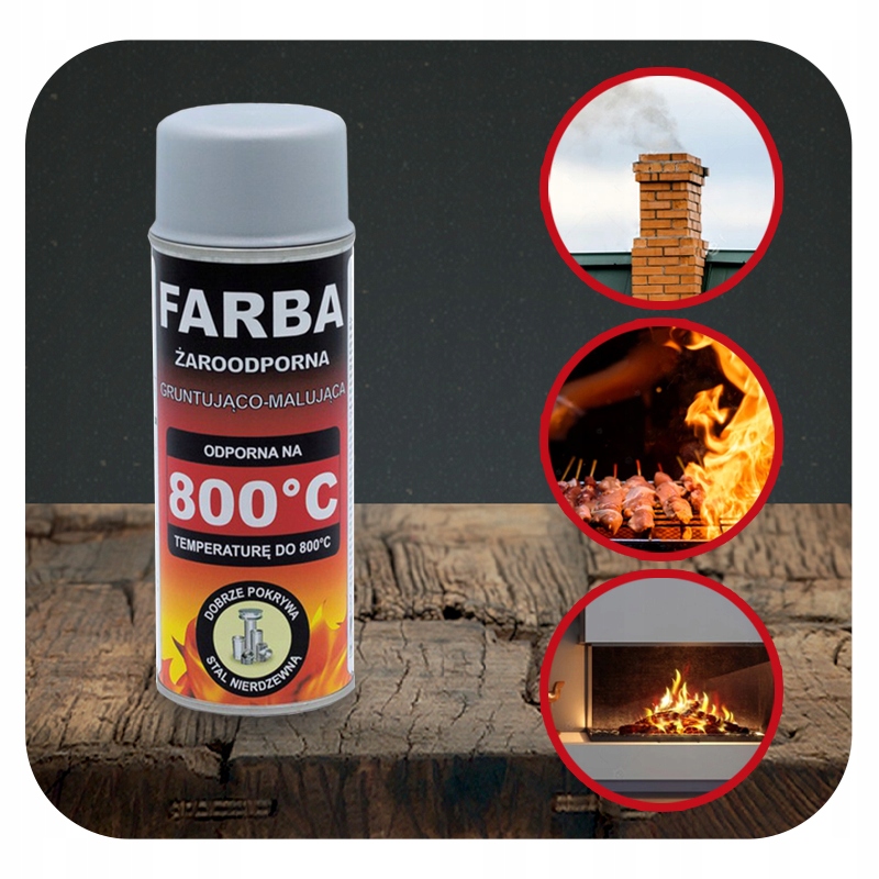 FARBA ŻAROODPORNA SPRAY DO KOMINKA PIECA GRILLA 400 ML HANSA SREBRNY 800°C Marka Hansa