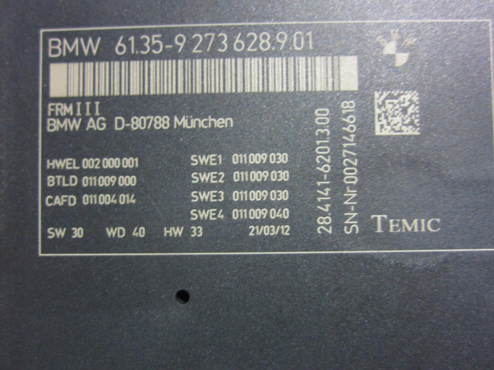 BMW F10 520D N47 modulo Centralina luci 9273628