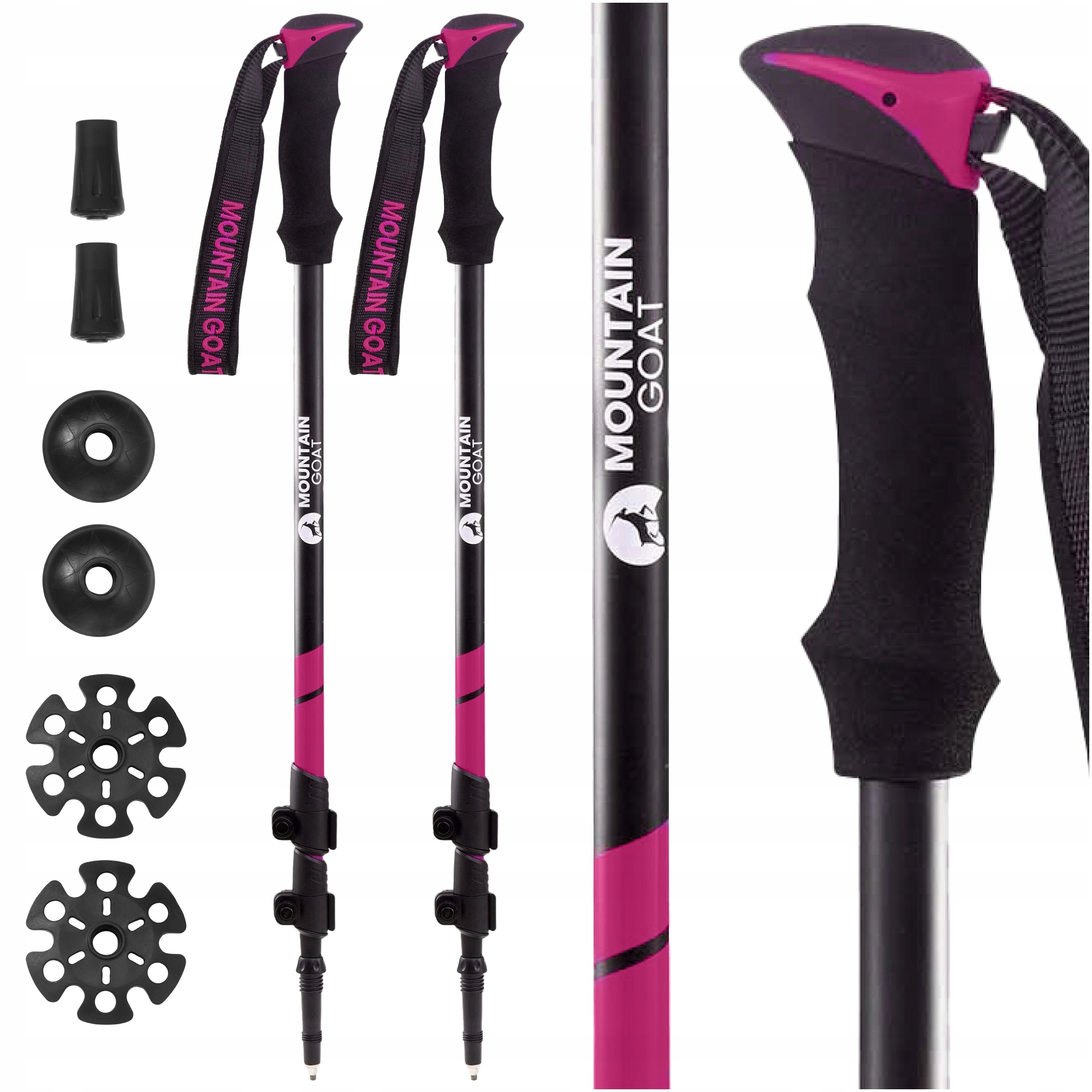 Kije Trekkingowe kijki do nordic walking 60-135 cm 4FIZJO różowe