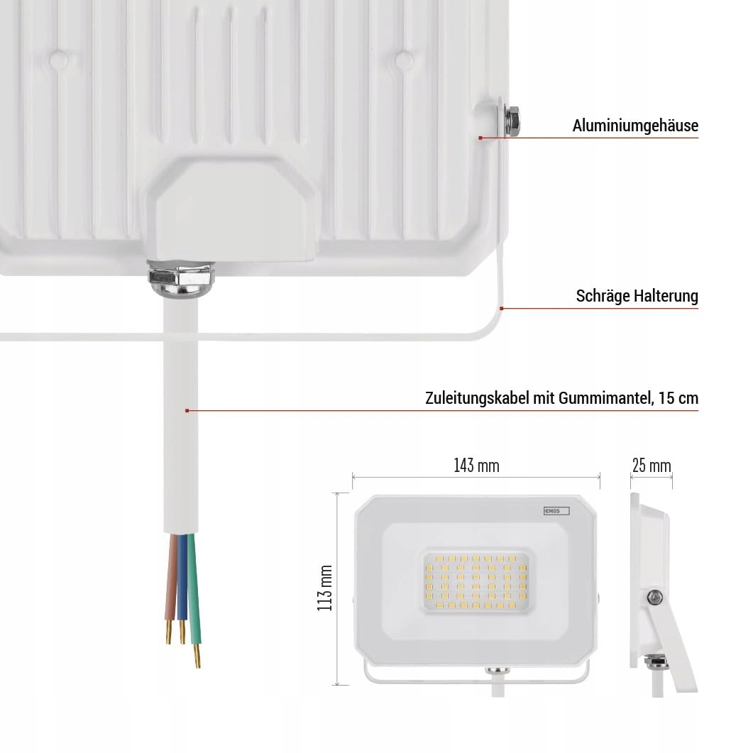 EMOS SIMPO Reflektor LED Wodoodporny Superjasny Do Wnętrz 30W IP65 — miniatura 4